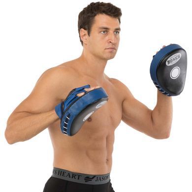 Лапа боксерская изогнутая тренировочная кожа BOXER 2010-01 цвет черный-синий