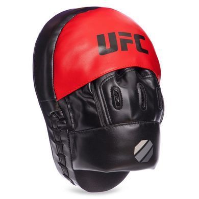 Лапа боксерская изогнутая тренировочная PU UFC UHK-69754 26x19x5,5см 2штуки черный-красный