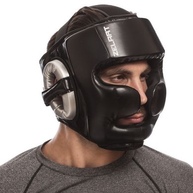 Шлем боксерский закрытый с полной защитой черный PU ZELART BO-1355