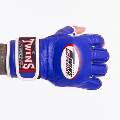 Перчатки для ММА кожаные TWINS синие GGL-6, L