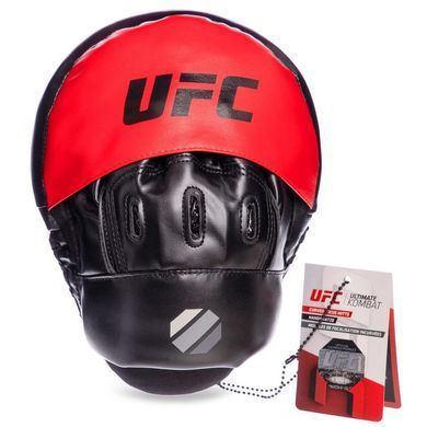 Лапа боксерская изогнутая тренировочная PU UFC UHK-69754 26x19x5,5см 2штуки черный-красный