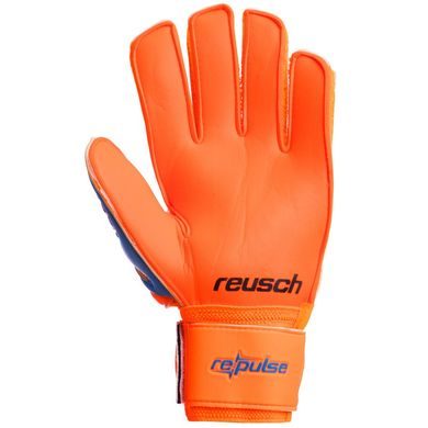 Футбольные перчатки с защитными вставками на пальцы REUSCH оранжево-синие FB-915, 10