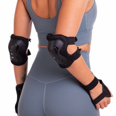 Комплект защиты (наколенники налокотники перчатки) Zelart SK-3451, Черный M