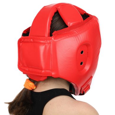 Шлем боксерский открытый с усиленной защитой макушки красный PU BO-8268