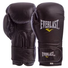 Боксерские перчатки кожаные на липучке EVERLAST черные BO-4748, 10 унций