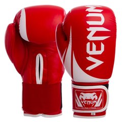 Кожаные боксерские перчатки VENUM CHALLENGER на липучке BO-5245 красные, 12 унций