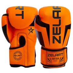 Боксерские перчатки PU на липучке Zelart CHALLENGER оранжнвые BO-5698, 10 унций