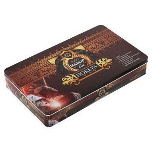 Набор для покера в металлической коробке Poker game set Zelart 6613K 300 фишек