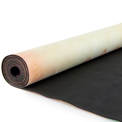 Коврик для фитнеса и йоги замшевый каучуковый двухслойный 3мм Record FI-5662-39, Бежевий