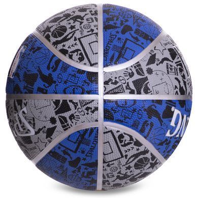 М'яч баскетбольний гумовий SPALDING NBA GRAFFITI Outdoor 83176Z розмір 7 синій-сірий