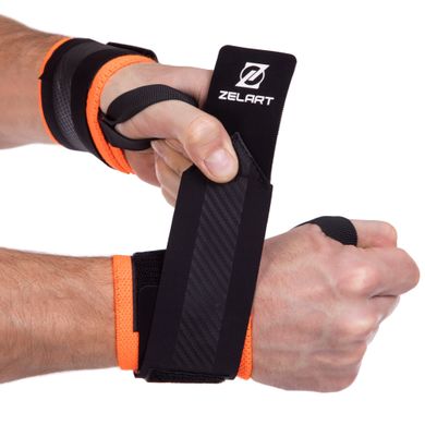 Бинты кистевые для жима STRENGTH WRIST WRAPS Zelart TA-2256 2шт черный-оранжевый