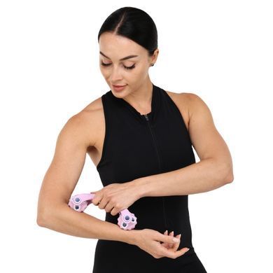Масажер роликовий для тіла ручний 2 кульки FHAVK Massage Roller Zelart FI-1532 колір фіолетовий