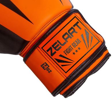 Боксерские перчатки PU на липучке Zelart CHALLENGER оранжевые BO-5698, 10 унций