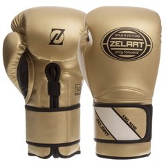 Перчатки на липучке боксерские PU ZELART BO-1361 золотые, 12 унций