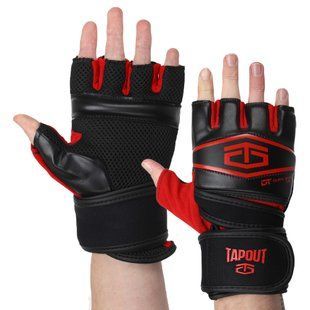 Рукавиці для змішаних єдиноборств MMA TAPOUT SB168520 розмір S-M колір чорний-червоний