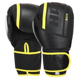 Перчатки боксерские на липучке PU HARD TOUCH BO-4250 размер 12 унции цвет черный-желтый