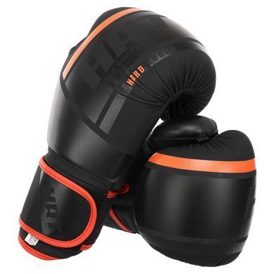 Рукавиці боксерські на липучці PU HARD TOUCH BO-4250 розмір 10 унції колір чорний-жовтий