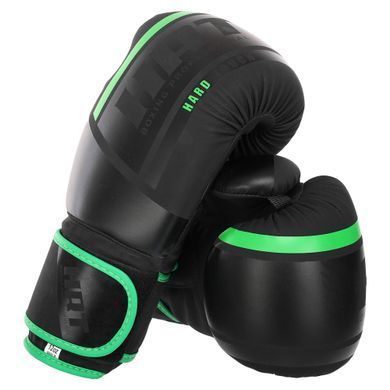 Рукавиці боксерські на липучці PU HARD TOUCH BO-4250 розмір 10 унції колір чорний-жовтий