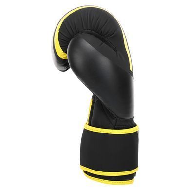 Рукавиці боксерські на липучці PU HARD TOUCH BO-4250 розмір 10 унції колір чорний-жовтий