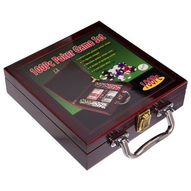 Покерный набор 100 фишек в деревянном кейсе IG-6641