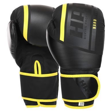 Рукавиці боксерські на липучці PU HARD TOUCH BO-4250 розмір 10 унції колір чорний-жовтий