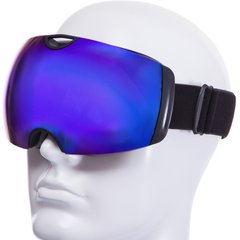 Лыжная маска черная SPOSUNE HX036 (синие зеркальные линзы)