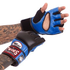 Перчатки для смешанных единоборств MMA кожаные TWINS черно-темно-синие GGL-4, L