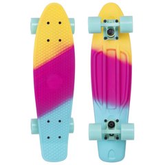 Пенни борд Penny Board круизер пластиковый 22" FISH COLOR SK-402-10 желтый-малиновый-мятный