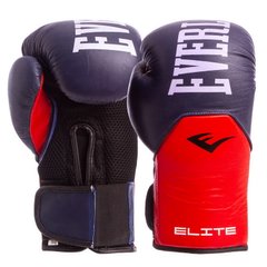 Боксерские перчатки кожаные на липучке EVERLAST MA-6757 сине-красные, 10 унций