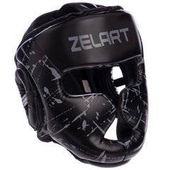 Боксерский шлем детский с полной защитой 6-7 лет PU Zelart черный BO-0394, S
