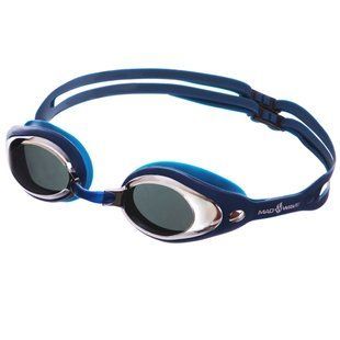 Очки для плавания взрослые зеркальные линзы MadWave Vanish Mirror M042609 цвет синий