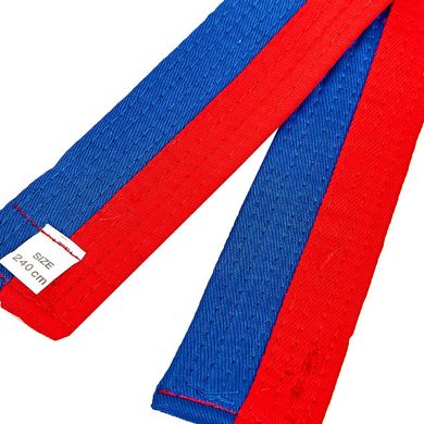 Пояс для кимоно двухцветный сине-красный SP-Planeta BO-7258, 240 см