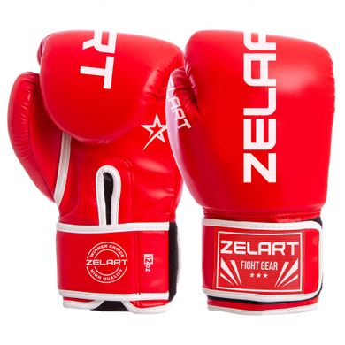 Перчатки боксерские PU на липучке красные Zelart BO-3987, 8 унций