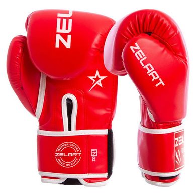 Перчатки боксерские PU на липучке красные Zelart BO-3987, 10 унций