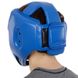 Боксерский шлем открытый с усиленной защитой макушки синий PU BO-8268