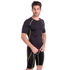 Комплект компрессионный футболка шорты мужской черно-салатовый LD-1103-LD-1502, L