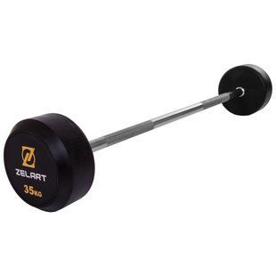 Штанга неразборная с фиксированным весом прямая обрезиненная Zelart Rubber Coated Barbell TA-2685-35 длина-95см 35кг черный