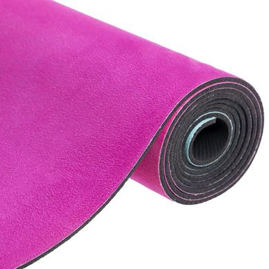Фитнес коврик для йоги замшевый каучуковый двухслойный 3мм Record FI-5662-36, Рожевий