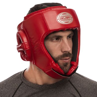Шлем открытый боксерский красный PU ZELART BO-1362