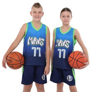 Форма баскетбольная детская NBA клуб Mavs 77 BA-9826 размер XL цвет синий-желтый