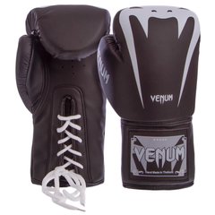 Перчатки боксерские черные PU на шнуровке VENUM BO-8350, 8 унций