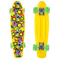 Скейтборд пластиковый Penny 56х15см со светящимися колесами SK-881-1, Жёлтый