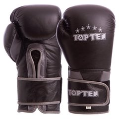 Кожаные боксерские перчатки на липучке TOP TEN MA-6756 черные, 14 унций