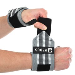 Бинты кистевые для жима STRONG WRIST WRAPS EZOUS C-06 цвет серый-белый