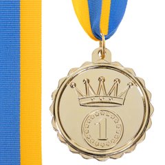 Медаль спортивная с лентой (1 шт) d=5 см KING C-3178, 1 место (золото)
