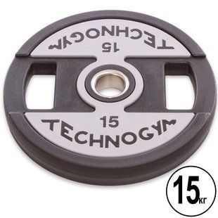 Блины диски полиуретановые 2 Handle металлическая втулка TECHNOGYM TG-1837-15 51мм 15кг черный