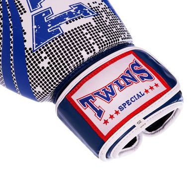 Перчатки для бокса кожаные на липучке TWINS VL-2066 синие, 10 унций