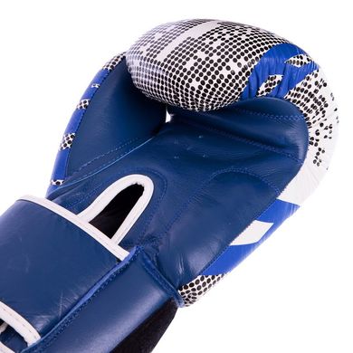 Перчатки для бокса кожаные на липучке TWINS VL-2066 синие, 10 унций
