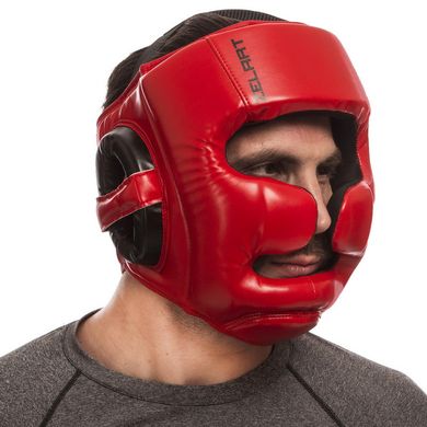 Шлем для бокса с полной защитой красный PU ZELART BO-1355