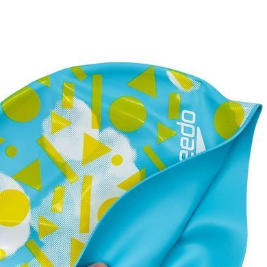 Шапочка для плавания силиконовая юниорская SPEEDO JUNIOR SLOGAN PRINT 808386B955 голубой-желтый